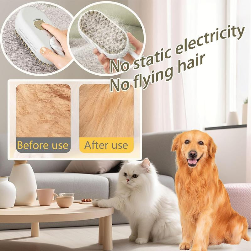 Pet Steam Brush,Cat Dog Hair Remover, Adjustable Pet Hair Remover,Pet Steamy Mist,Steam Pet Brush for Pet Hair 3-IN-1 Steamy Cat Brush Grooming Comb for Dogs Steam Brush for Cats Remove Flying Fur Steam Advanced Pet Hair Removal Comb Pet Pal Brush