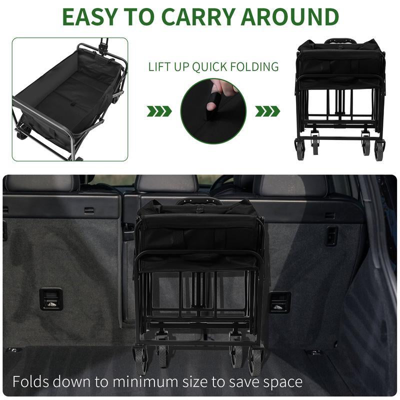 Heavy Duty Collapsible Foldable Wagon Cart - All-Terrain Utility Garden Cart for Beach, Lawn, Sports, Camping Outdoor