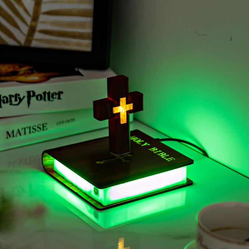 MAGECMOON Magnetic Levitation Bible Cross Neon Table Lamp Atmosphere Light Holy Cool Spiritual Decorative Ornaments Adult Children Gift