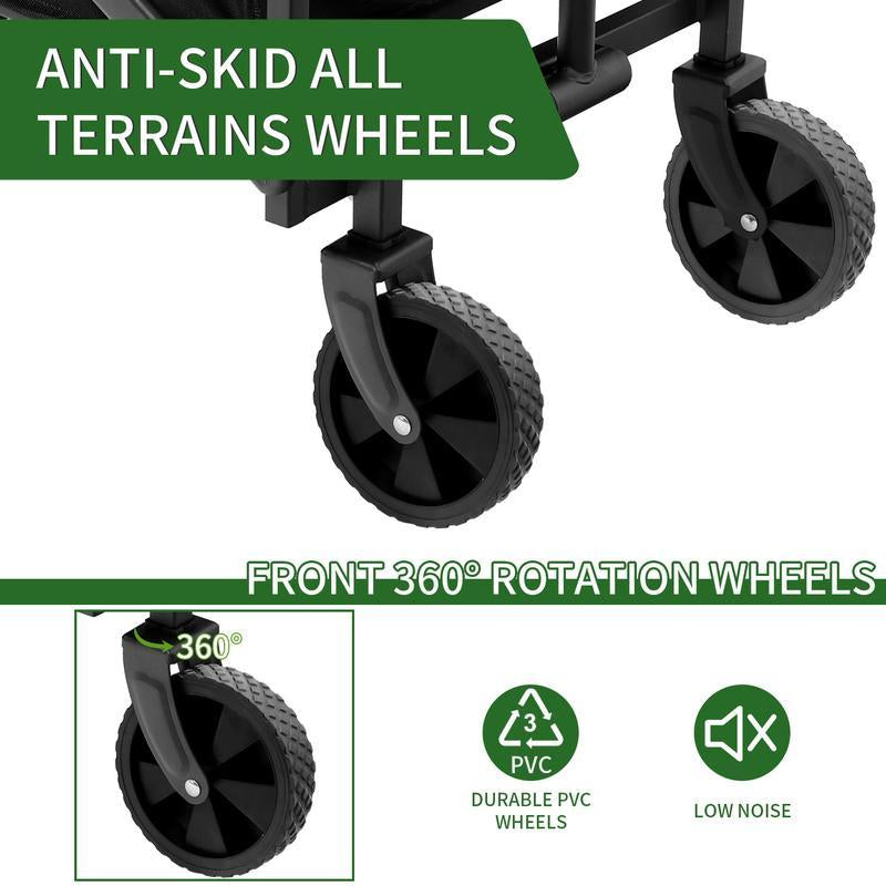 Heavy Duty Collapsible Foldable Wagon Cart - All-Terrain Utility Garden Cart for Beach, Lawn, Sports, Camping Outdoor