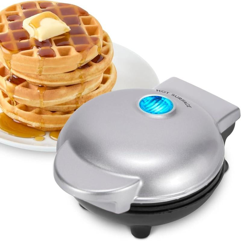 Mini Maker for Individual Waffles, Hash Browns, Keto Chaffles with Easy to Clean, Non-Stick Surfaces, 4 Inch, Aqua Appliances Efficient Versatile Small Kitchen Gadgets