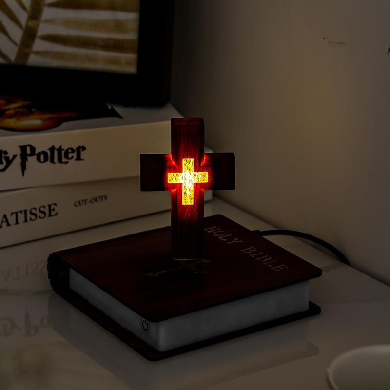 MAGECMOON Magnetic Levitation Bible Cross Neon Table Lamp Atmosphere Light Holy Cool Spiritual Decorative Ornaments Adult Children Gift