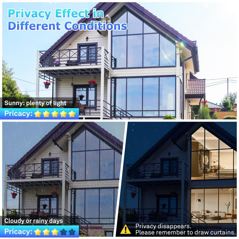 E-Lentorgi-Thermal Control Window Film, Window Tint Sun Shading and UV Protection, One Way Privacy Mirror Reflective Film, Explosion Proof Premium PET Material