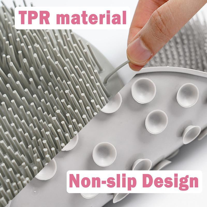 Back to School Shop Natural Sponge Accessories, Practical, Silicone Shower Foot Cleaning Mat with Wall Mounted Suction Cups, Back and Foot Cleaning Mat, Bathroom Bath Products