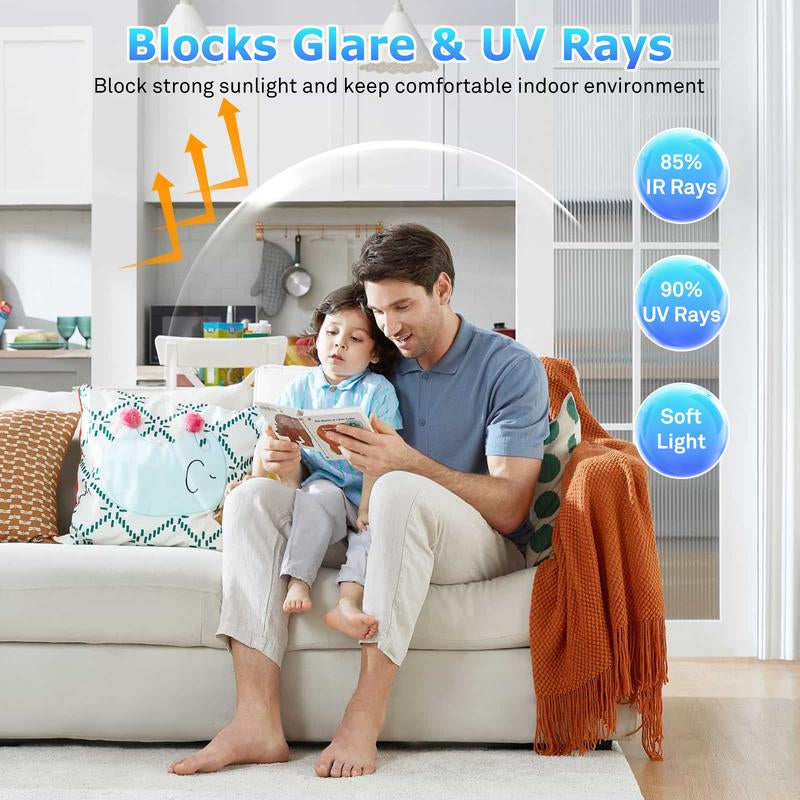 E-Lentorgi-Thermal Control Window Film, Window Tint Sun Shading and UV Protection, One Way Privacy Mirror Reflective Film, Explosion Proof Premium PET Material