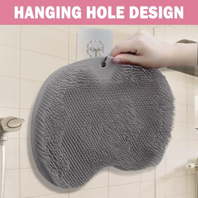 Back to School Shop Natural Sponge Accessories, Practical, Silicone Shower Foot Cleaning Mat with Wall Mounted Suction Cups, Back and Foot Cleaning Mat, Bathroom Bath Products