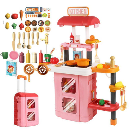 Play Kitchen Set for Kids, 25 Inch Kids Play Kitchen with Realistic Lights and Sounds Simulation of Spray, 43 Counts Toy Kitchen Set, Girls Boys Gift