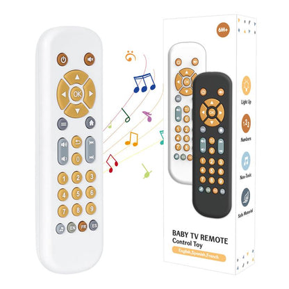 Orzbow Baby Remote Control Toy for 6 Months+ with Music, TV Remote Toy with Realistic Light and Sound - English, French and Spanish for Infant Play Remote Musical Toys, BPA Free, Black