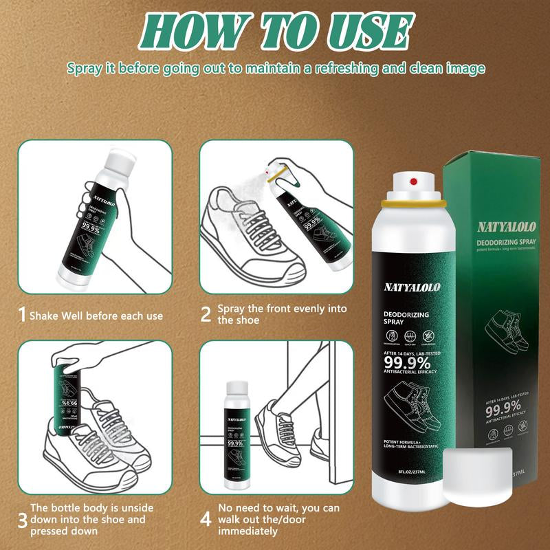 NATYALOLO Shoes and Socks Deodorization Spray,Spray Deodorant for Shoes and Socks,Sneakers, Insoles, Socks, Deodorizers,Sterilize and Eliminate Foot Odo,Household Air Sterilization,8 OZ