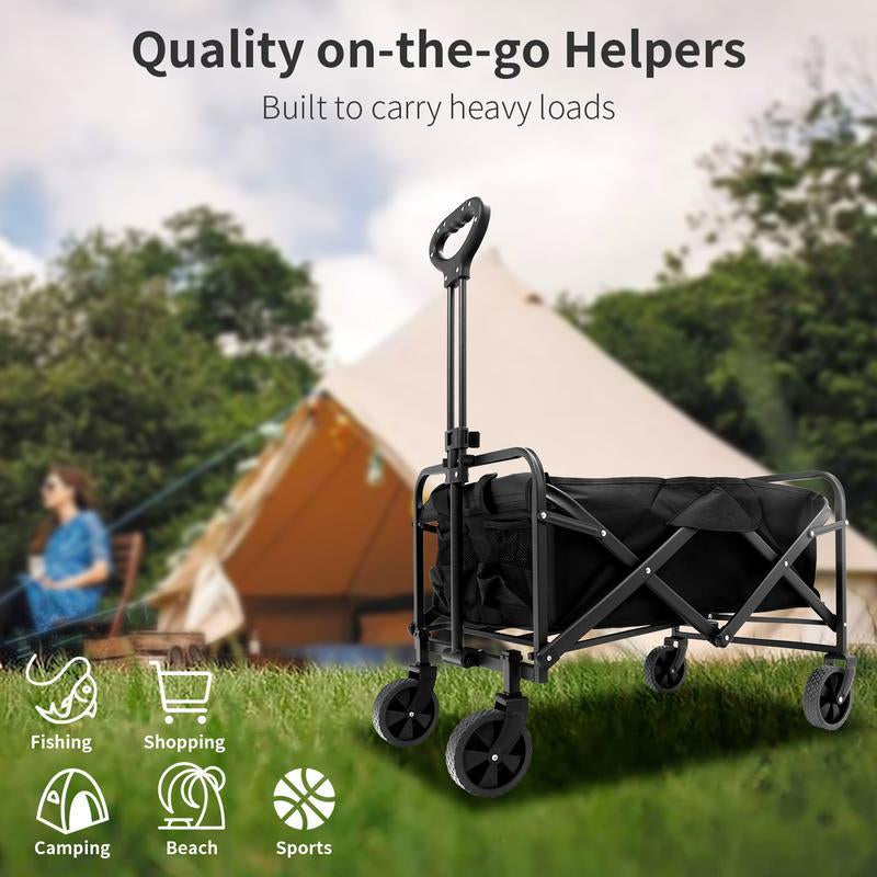 Heavy Duty Collapsible Foldable Wagon Cart - All-Terrain Utility Garden Cart for Beach, Lawn, Sports, Camping Outdoor