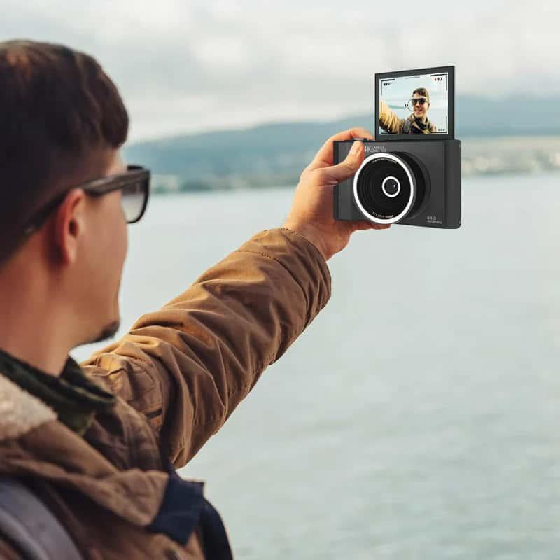 4K Digital Camera for Photography, Auto-Focus 64MP Vlogging Camera for Beginner with 2.4 Inch 180° Flip Screen, 18X Digital Zoom Point and Shoot Camera with 32GB Micro SD Card, Perfect Gifts for Halloween and Thanksgiving