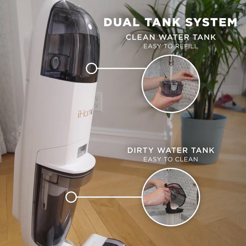 Ihome Wetvac Cordless Vacuum + Mop with 45 Minute Runtime, Self Cleaning + Charging Base, Multi Surface Hard Floor Cleaner Durable Portable Multifunction Household Items