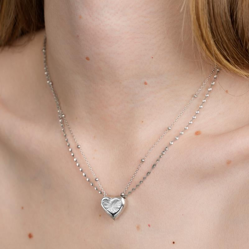 S925 Heart Pendant Necklace - Sterling Silver with Platinum Plating, 18" Chain, 0.6" Pendant, Gift, Hypoallergenic & Tarnish-Resistant