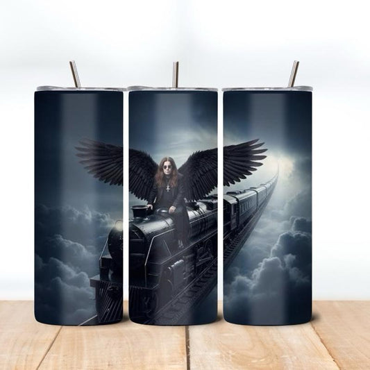 Ozzy Inspired Tumblers - Unique Design with Train Illustration Ozzy Tumblers Drinkware Washable Reusable Portable Flasks Mug Bottled Water Bottles