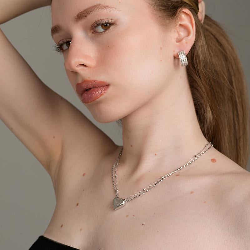 S925 Heart Pendant Necklace - Sterling Silver with Platinum Plating, 18" Chain, 0.6" Pendant, Gift, Hypoallergenic & Tarnish-Resistant