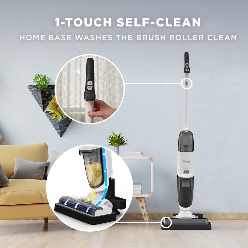 Ihome Wetvac Cordless Vacuum + Mop with 45 Minute Runtime, Self Cleaning + Charging Base, Multi Surface Hard Floor Cleaner Durable Portable Multifunction Household Items