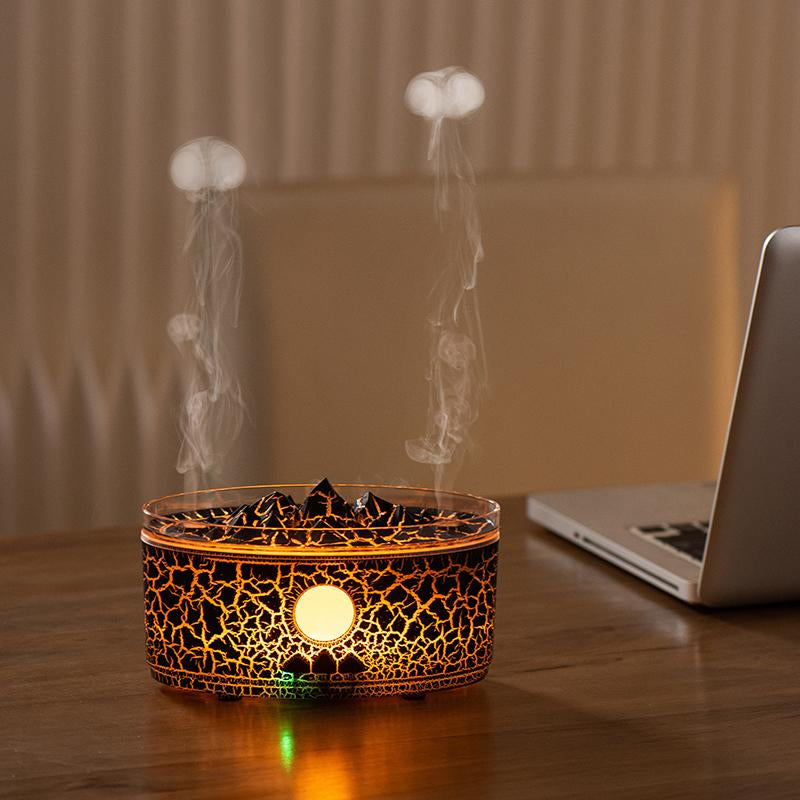 Volcano Aromatherapy Machine Desktop Essential Oil Diffuser Flame Humidifier Home Night Light Ornaments with Remote Control Aromatherapy Machine Bliss