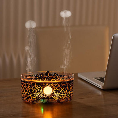 Volcano Aromatherapy Machine Desktop Essential Oil Diffuser Flame Humidifier Home Night Light Ornaments with Remote Control Aromatherapy Machine Bliss