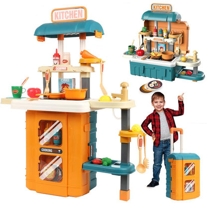 Play Kitchen Set for Kids, 25 Inch Kids Play Kitchen with Realistic Lights and Sounds Simulation of Spray, 43 Counts Toy Kitchen Set, Girls Boys Gift