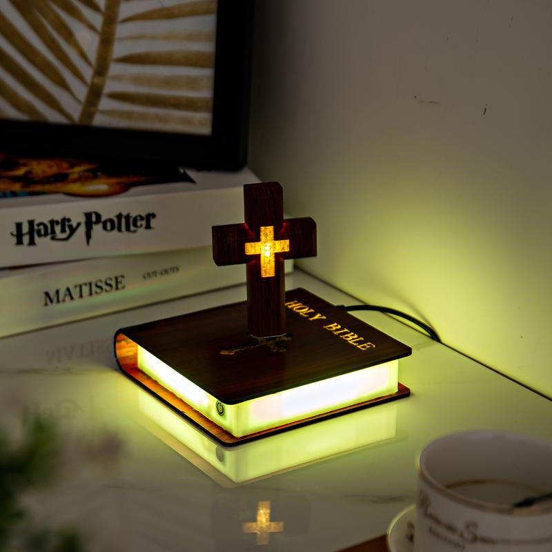 MAGECMOON Magnetic Levitation Bible Cross Neon Table Lamp Atmosphere Light Holy Cool Spiritual Decorative Ornaments Adult Children Gift
