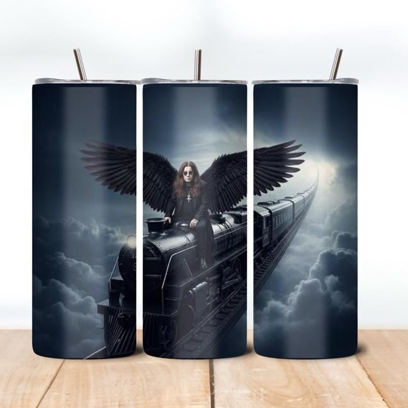 Ozzy Inspired Tumblers - Unique Design with Train Illustration Ozzy Tumblers Drinkware Washable Reusable Portable Flasks Mug Bottled Water Bottles