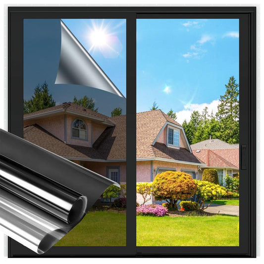 E-Lentorgi-Thermal Control Window Film, Window Tint Sun Shading and UV Protection, One Way Privacy Mirror Reflective Film, Explosion Proof Premium PET Material