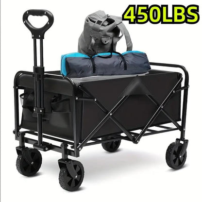 Heavy Duty Collapsible Foldable Wagon Cart - All-Terrain Utility Garden Cart for Beach, Lawn, Sports, Camping Outdoor