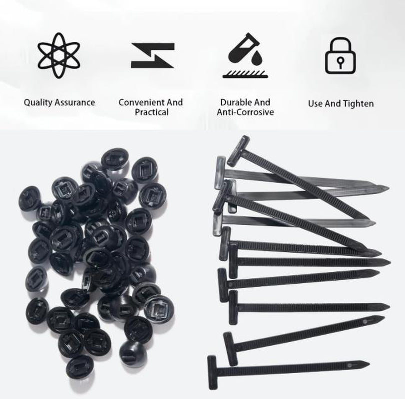 100Pcs Nylon Universal Cable Tie Buckle, Heavy Duty Self-Locking Nylon Zip Ties Holder, Multipurpose Plastic Cable Ties Tool for Car Daily Repair
