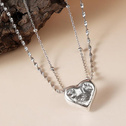 S925 Heart Pendant Necklace - Sterling Silver with Platinum Plating, 18" Chain, 0.6" Pendant, Gift, Hypoallergenic & Tarnish-Resistant