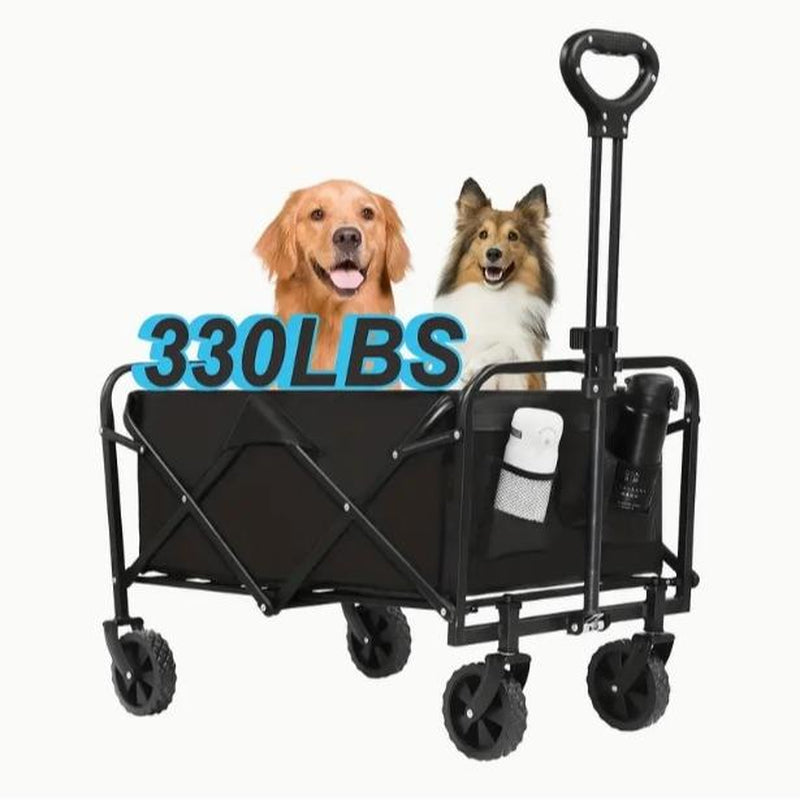 Heavy Duty Collapsible Foldable Wagon Cart - All-Terrain Utility Garden Cart for Beach, Lawn, Sports, Camping Outdoor