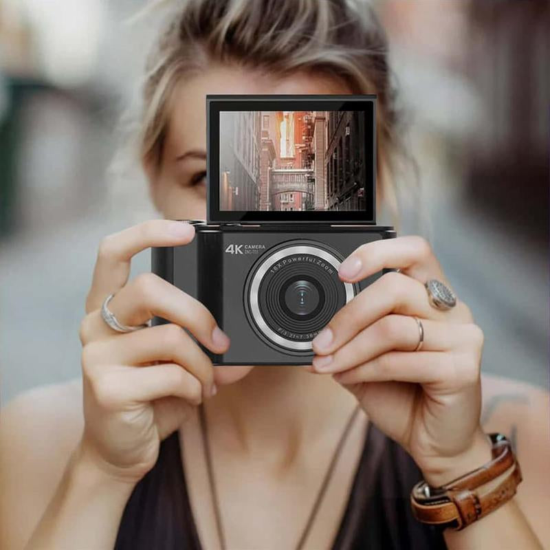 4K Digital Camera for Photography, Auto-Focus 64MP Vlogging Camera for Beginner with 2.4 Inch 180° Flip Screen, 18X Digital Zoom Point and Shoot Camera with 32GB Micro SD Card, Perfect Gifts for Halloween and Thanksgiving