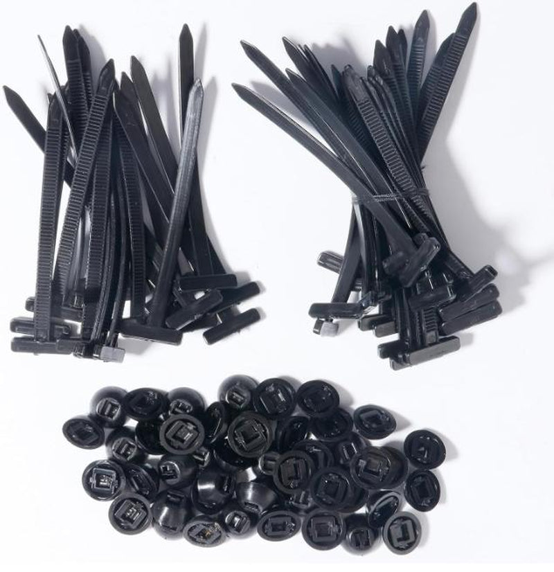 100Pcs Nylon Universal Cable Tie Buckle, Heavy Duty Self-Locking Nylon Zip Ties Holder, Multipurpose Plastic Cable Ties Tool for Car Daily Repair