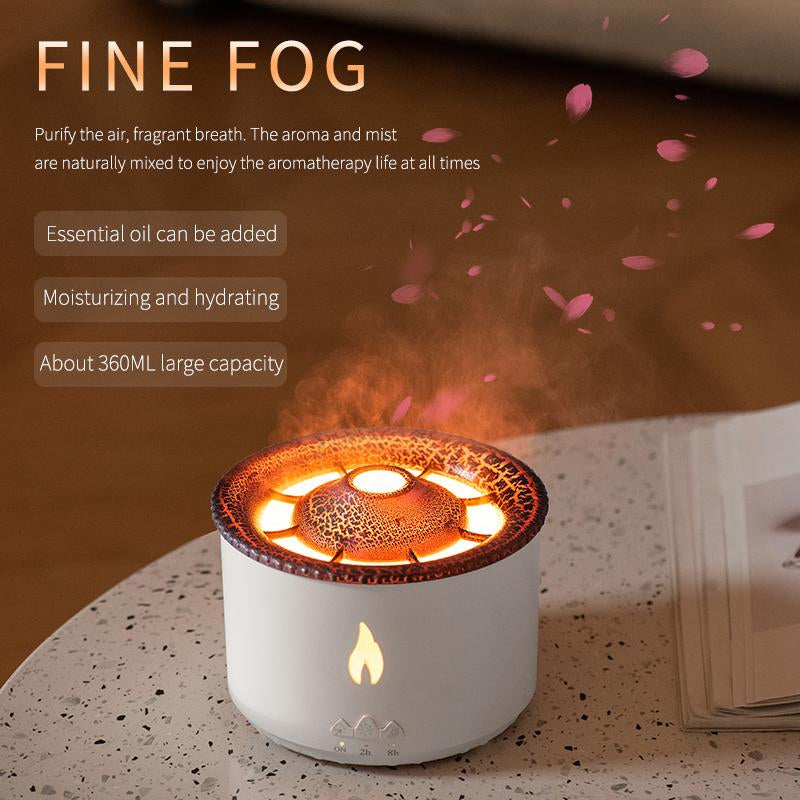 Volcano Aromatherapy Machine Desktop Essential Oil Diffuser Flame Humidifier Home Night Light Ornaments with Remote Control Aromatherapy Machine Bliss