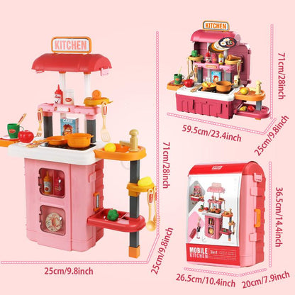 Play Kitchen Set for Kids, 25 Inch Kids Play Kitchen with Realistic Lights and Sounds Simulation of Spray, 43 Counts Toy Kitchen Set, Girls Boys Gift