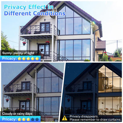 E-Lentorgi-Thermal Control Window Film, Window Tint Sun Shading and UV Protection, One Way Privacy Mirror Reflective Film, Explosion Proof Premium PET Material