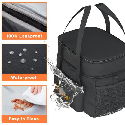 Nifogo Insulated Lunch Bag for Women Men Reusable Lunch Box for Office Picnic Hiking Beach Leakproof Cooler Tote Bag Organizer with Adjustable Shoulder Strap for Adults Black