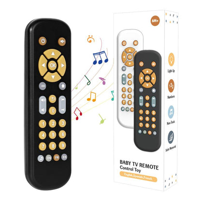 Orzbow Baby Remote Control Toy for 6 Months+ with Music, TV Remote Toy with Realistic Light and Sound - English, French and Spanish for Infant Play Remote Musical Toys, BPA Free, Black