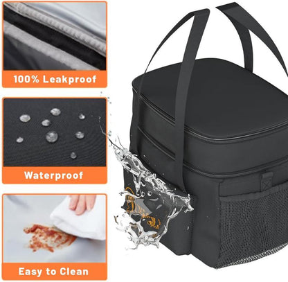 Nifogo Insulated Lunch Bag for Women Men Reusable Lunch Box for Office Picnic Hiking Beach Leakproof Cooler Tote Bag Organizer with Adjustable Shoulder Strap for Adults Black