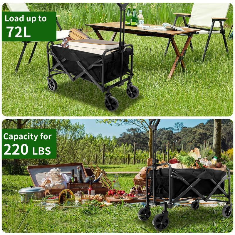 Heavy Duty Collapsible Foldable Wagon Cart - All-Terrain Utility Garden Cart for Beach, Lawn, Sports, Camping Outdoor