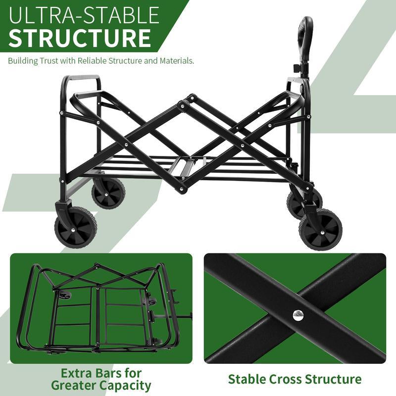 Heavy Duty Collapsible Foldable Wagon Cart - All-Terrain Utility Garden Cart for Beach, Lawn, Sports, Camping Outdoor