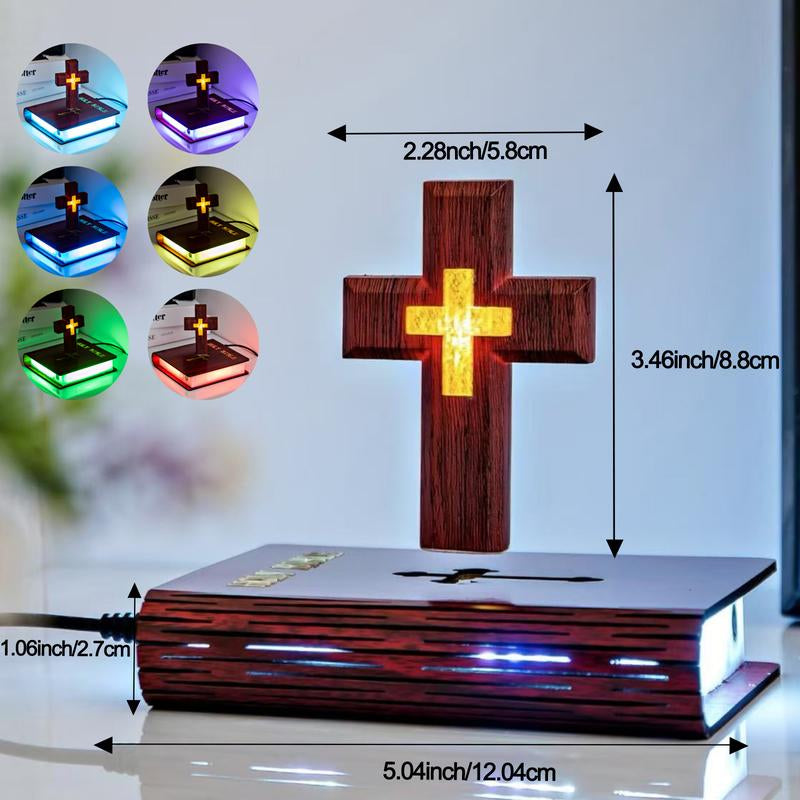 MAGECMOON Magnetic Levitation Bible Cross Neon Table Lamp Atmosphere Light Holy Cool Spiritual Decorative Ornaments Adult Children Gift