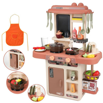 Play Kitchen Set for Kids, 25 Inch Kids Play Kitchen with Realistic Lights and Sounds Simulation of Spray, 43 Counts Toy Kitchen Set, Girls Boys Gift