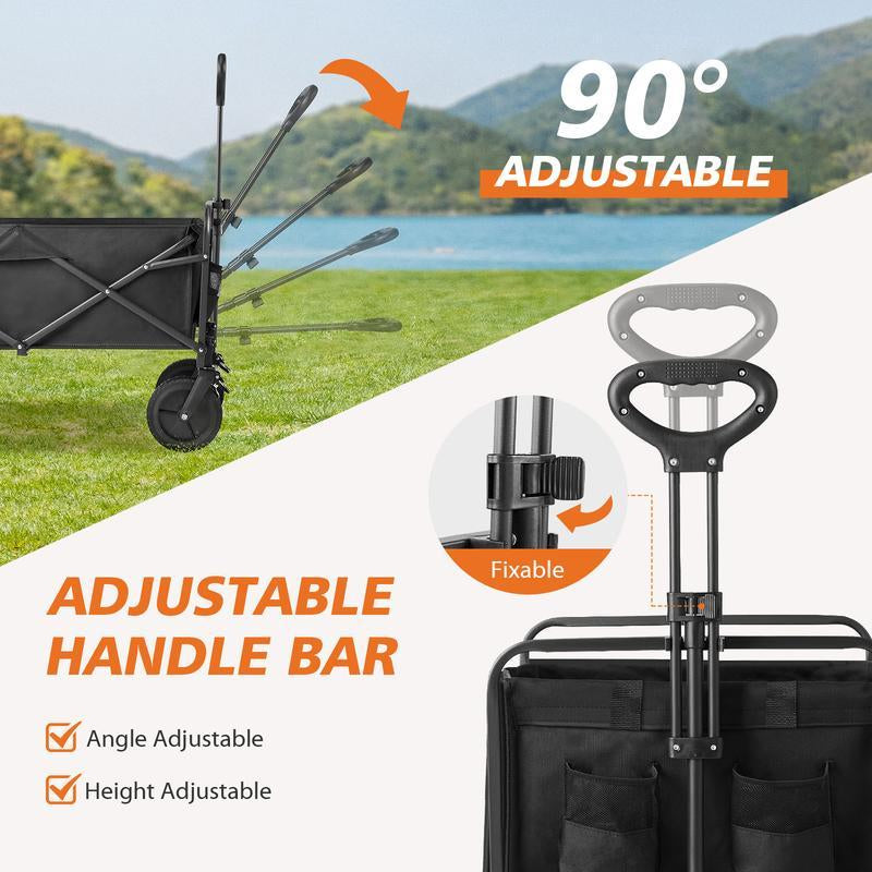 Heavy Duty Collapsible Foldable Wagon Cart - All-Terrain Utility Garden Cart for Beach, Lawn, Sports, Camping Outdoor