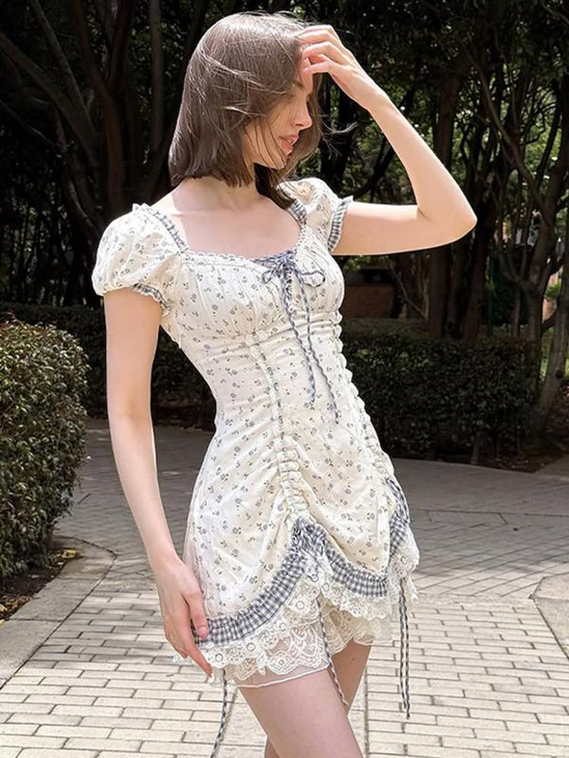 Dream of Alice Corset Dress-Alice Lace Dress Multi-Functional Layered Design Puff Sleeve Casual Dress Summer Holiday Picnic Outfit Birthday Party Graduation Season Cute Casual Dress