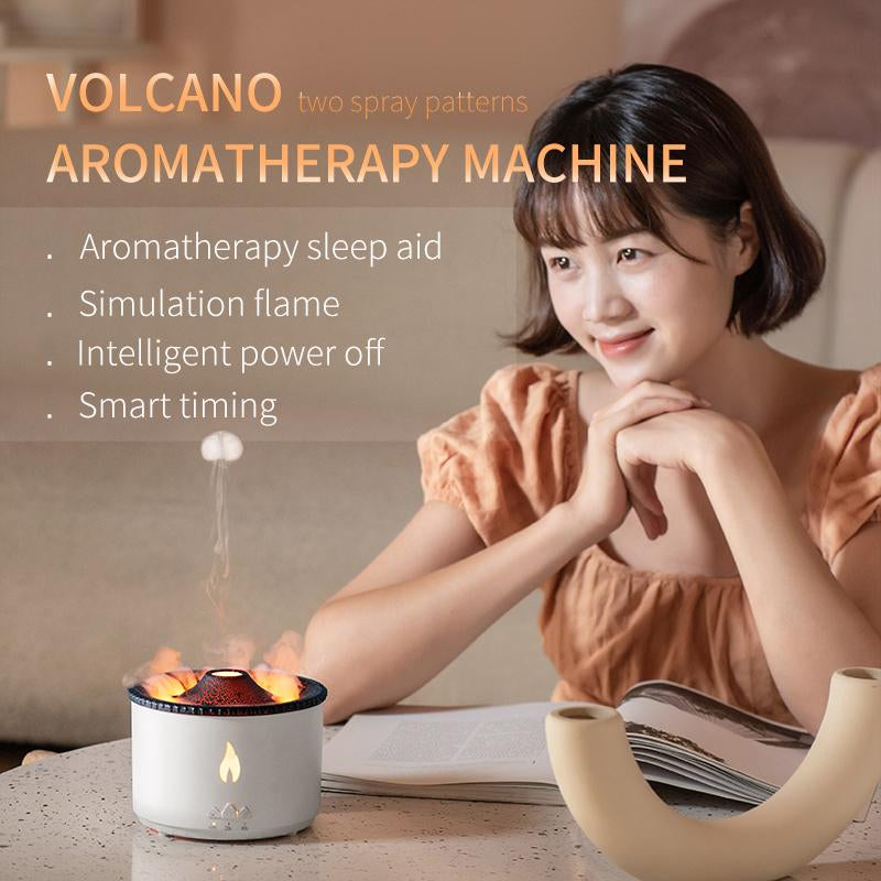 Volcano Aromatherapy Machine Desktop Essential Oil Diffuser Flame Humidifier Home Night Light Ornaments with Remote Control Aromatherapy Machine Bliss